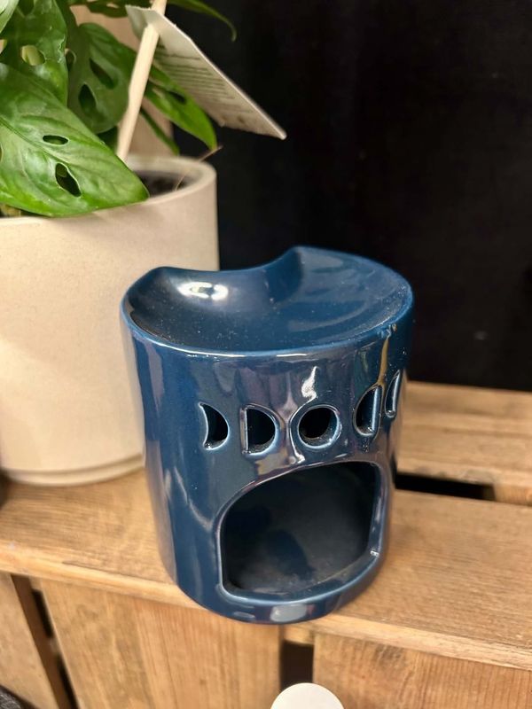 Ceramic Blue Crescent Moon Phases Oil Burner