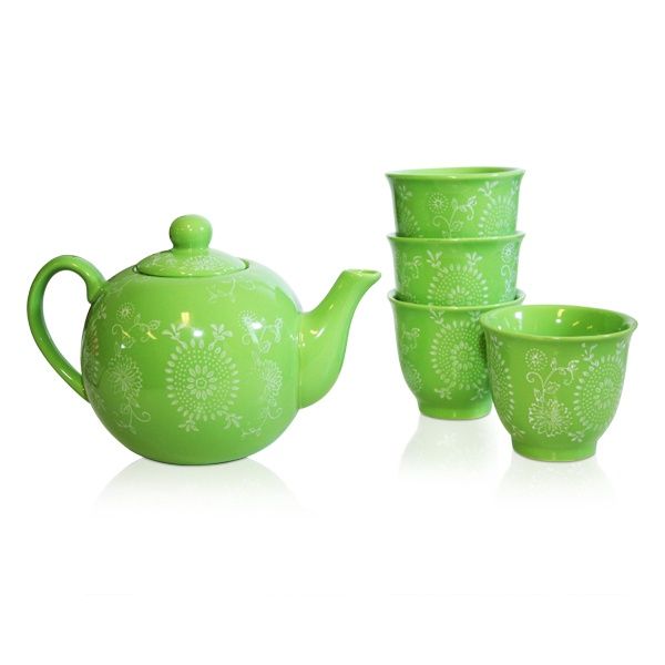 Lime Blossoms Teapot 4 Cup Set 600ml