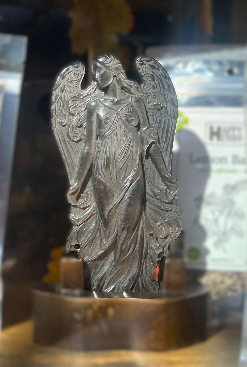 Silver Sheen Obsidian Angel carving