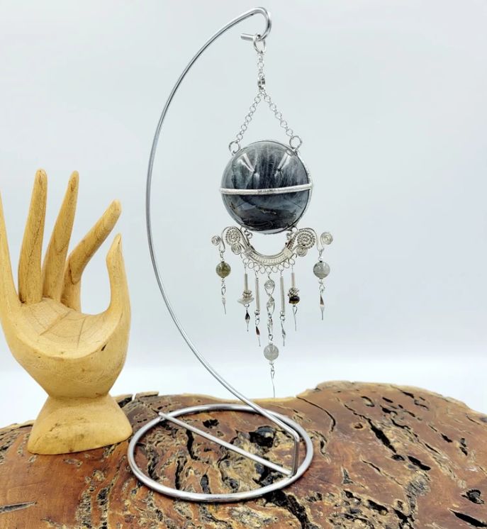 Hanging Crystal Sphere w Stand