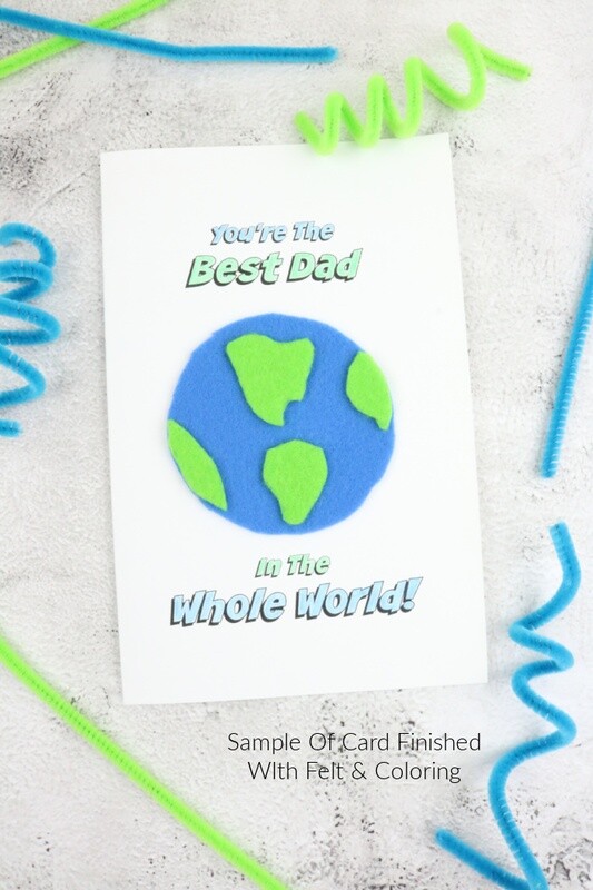 Best Dad In The Whole World Printable Card Craft or Coloring Page