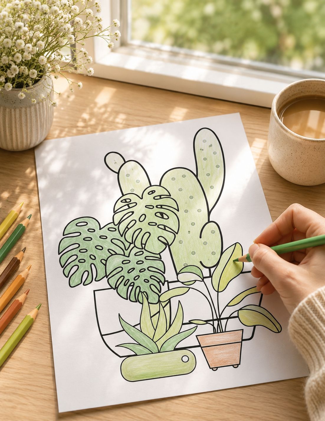 3pk House Plants Coloring Pages