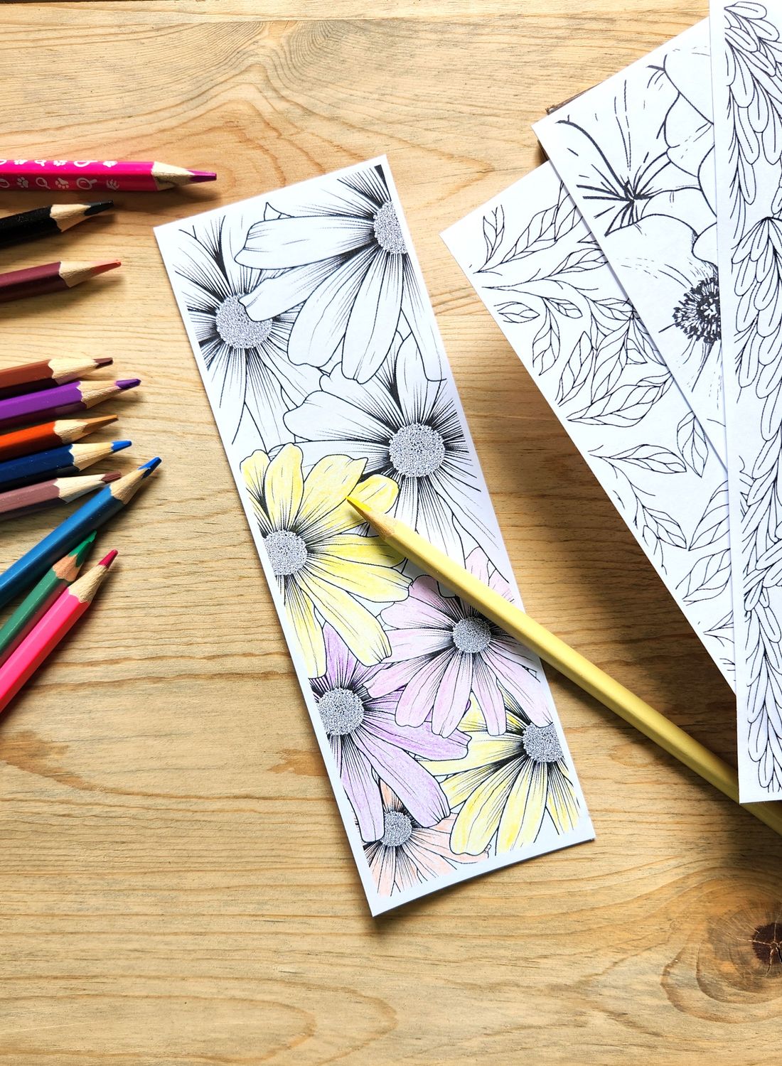 Floral Coloring Bookmarks | Nature Designs for Adults &amp; Kids (Instant Download)
