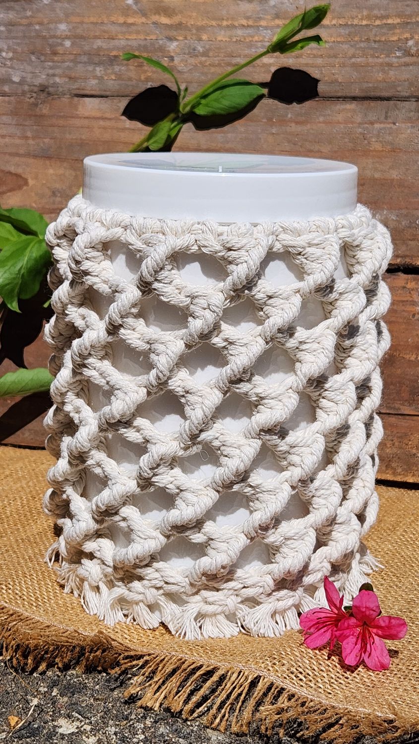 Upcycled Plastic Container with Macrame