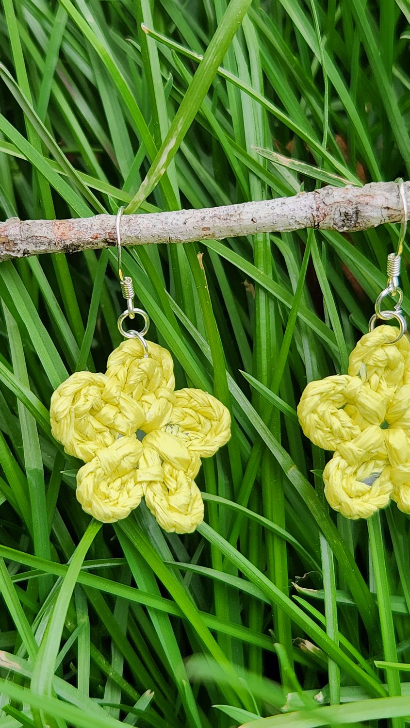 Small Flower Earrings (made from Upcycled Plastic Bags)