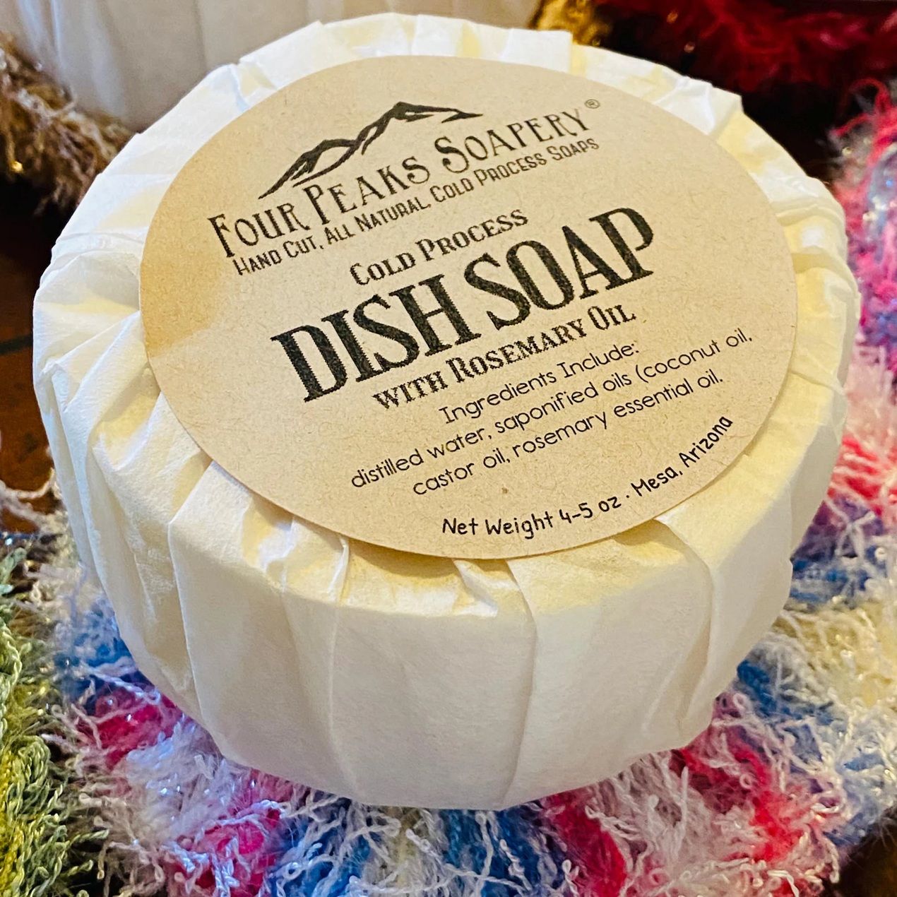 Handmade Solid Dish Soap Bar: Rosemary or Citrus Scented, Grease Cutting (4-5 oz)