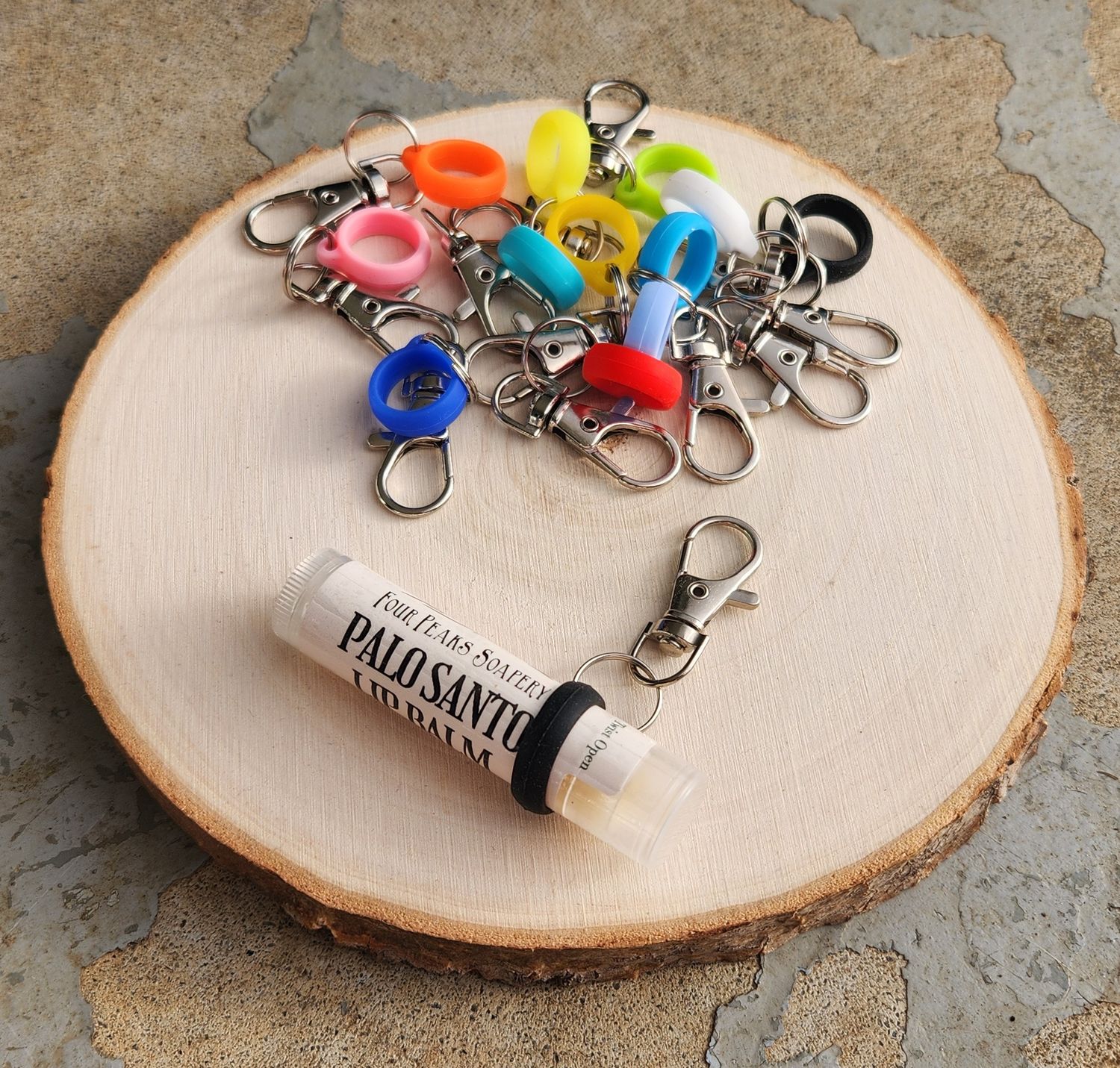 Lip Balm Holder Keychain | Silicone Lip Balm Holder | Backpack, Purse &amp; Key Ring Clip | Cute Stocking Stuffer | Random Color