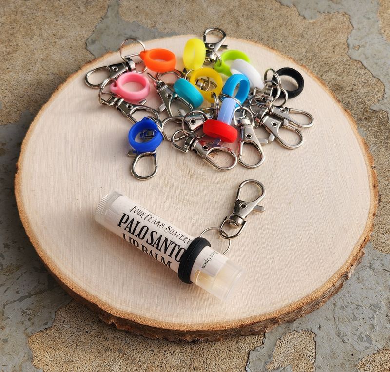 Lip Balm Holder Keychain | Silicone Lip Balm Holder | Backpack, Purse &amp; Key Ring Clip | Cute Stocking Stuffer | Random Color