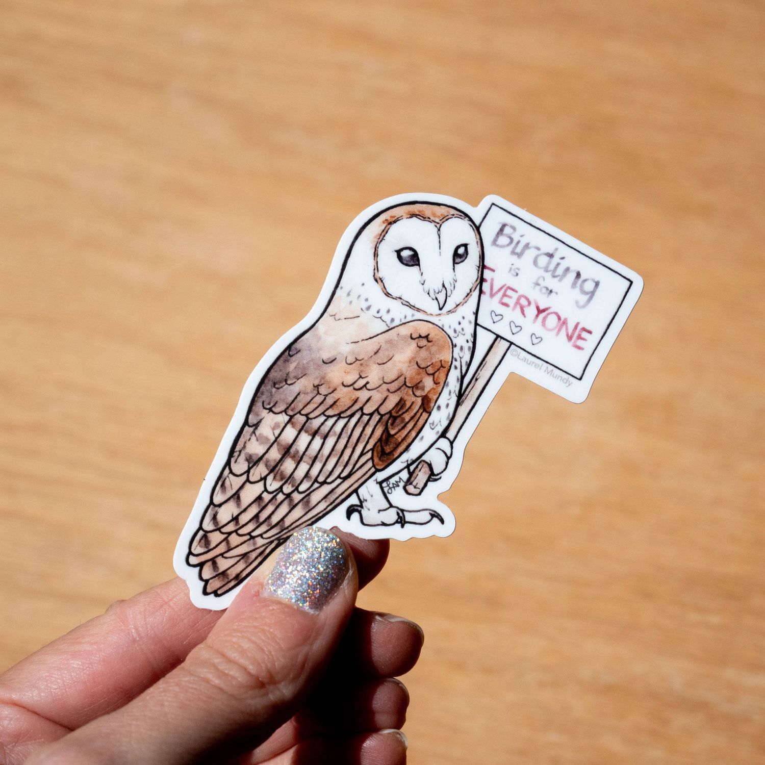 Birding Is for Everyone Barn Owl 3" Medium Vinyl Sticker