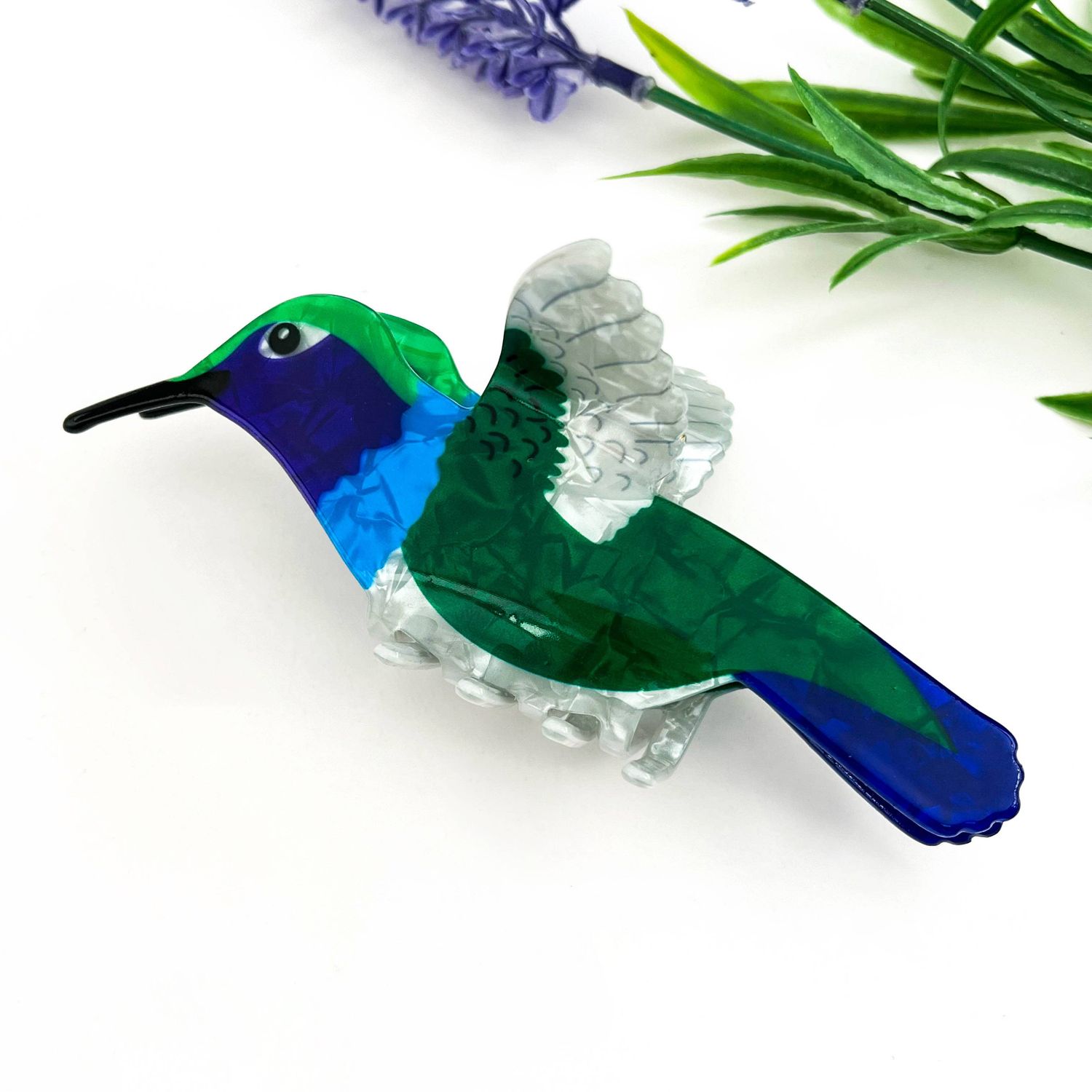 Blue Hummingbird Hair Claw