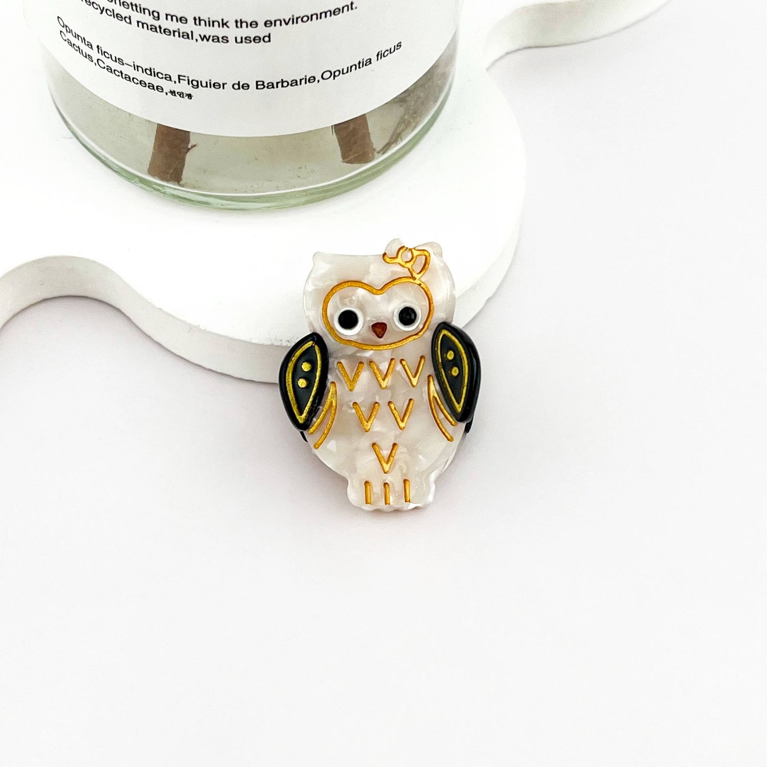 Cute Mini Owl Hair Claw Acetate Animal Hair Clip, Color: White