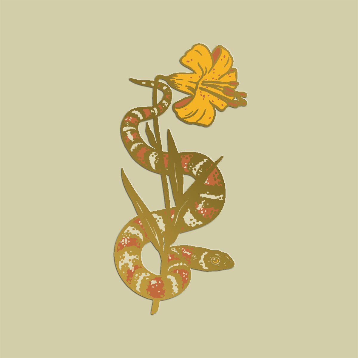 Enamel Pin: CA Kingsnake &amp; Lemon Lily