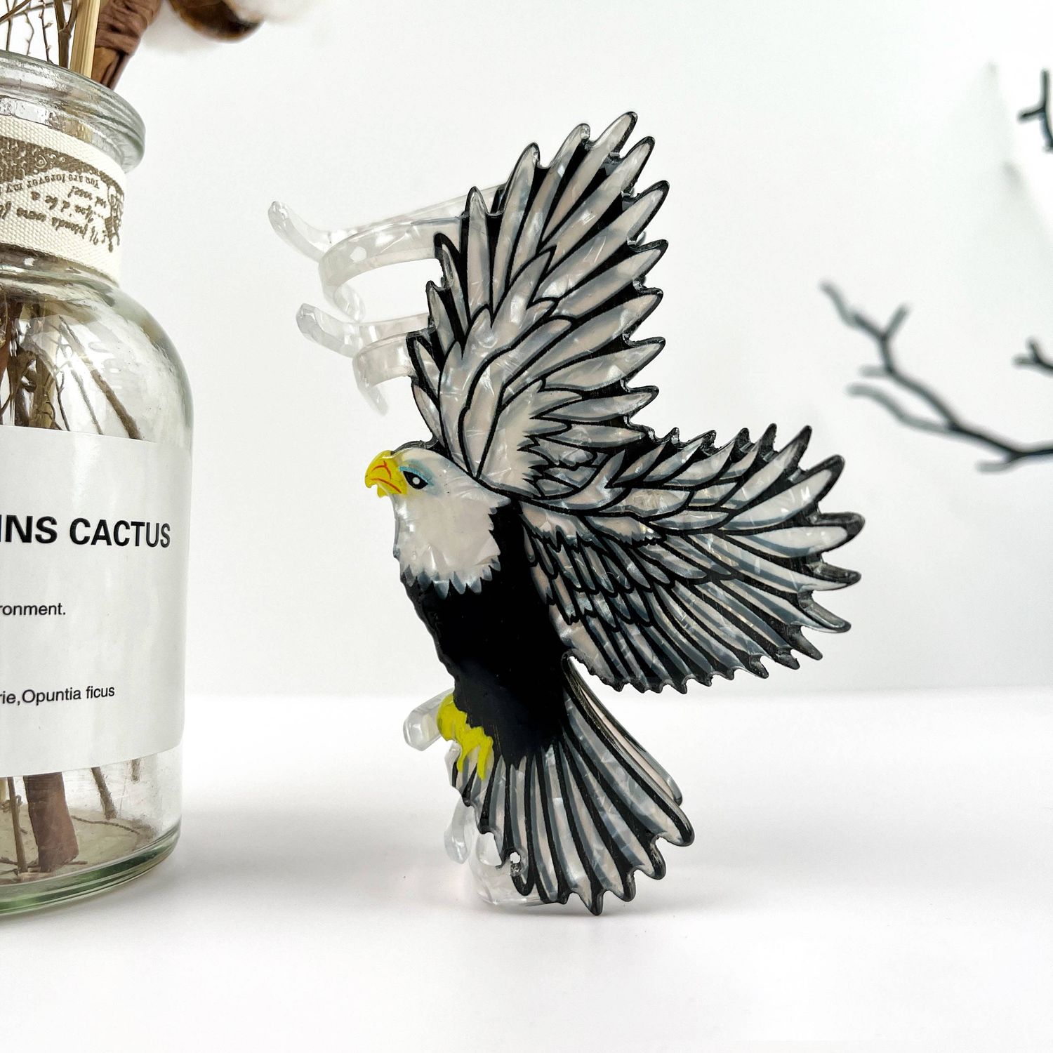 Eagle Animal Hair Claw Clip: Black