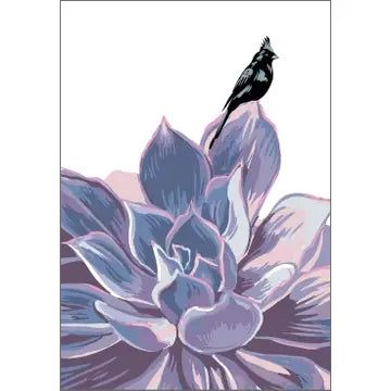 Phainopepla Bird &amp; Desert Succulents Magnet by Rigel Paper