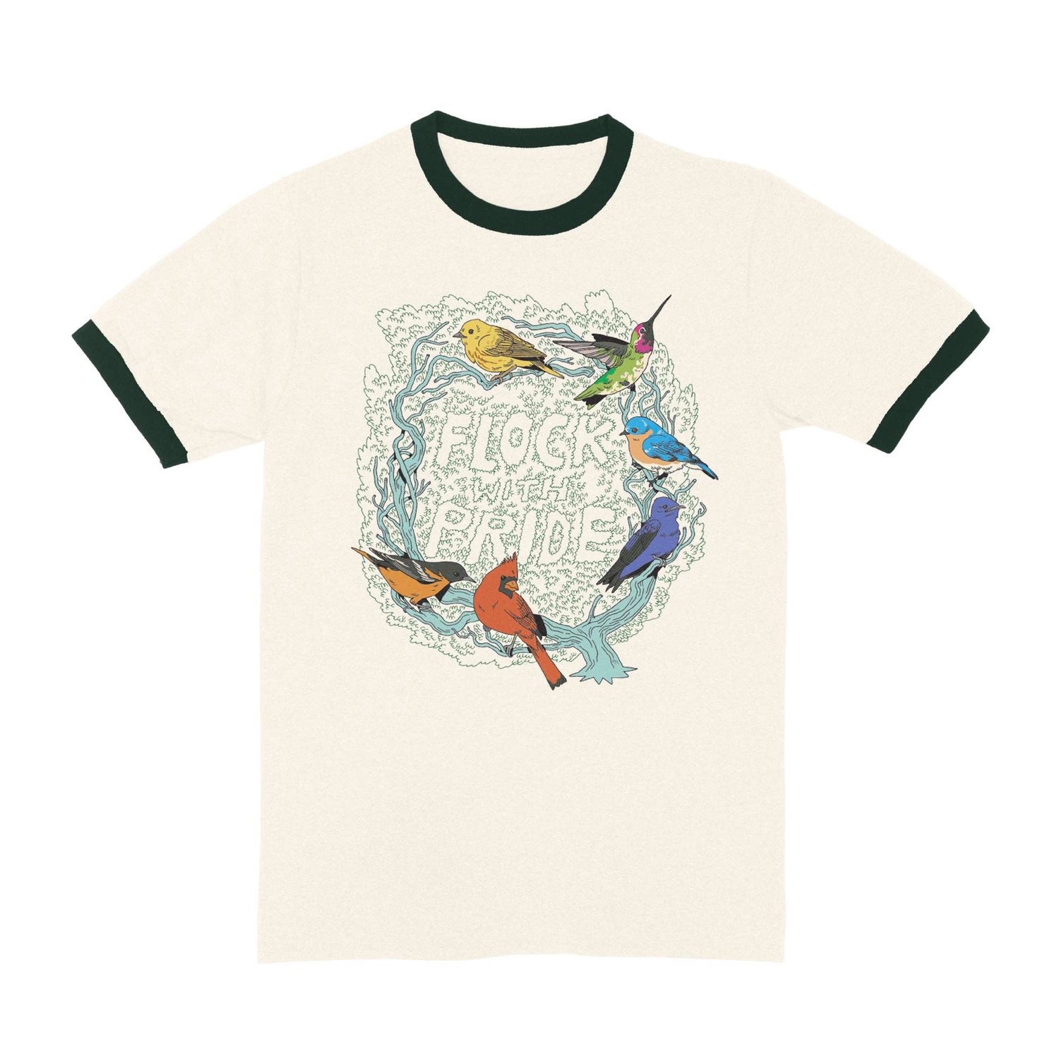 Flock With Pride Ringer Tee: Ivory