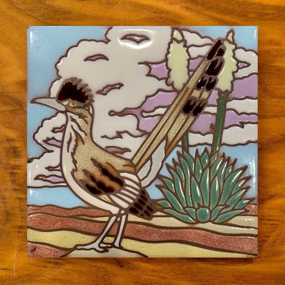 Roadrunner Hand Glazed Art Tile