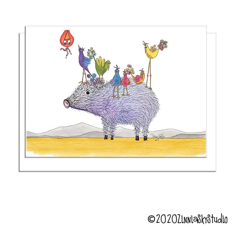 Funny Javelina Birds | Blank Card