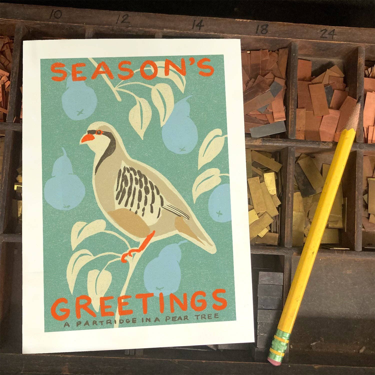 Partridge in a Pear Tree Notecard, Type of Bird: Partridge