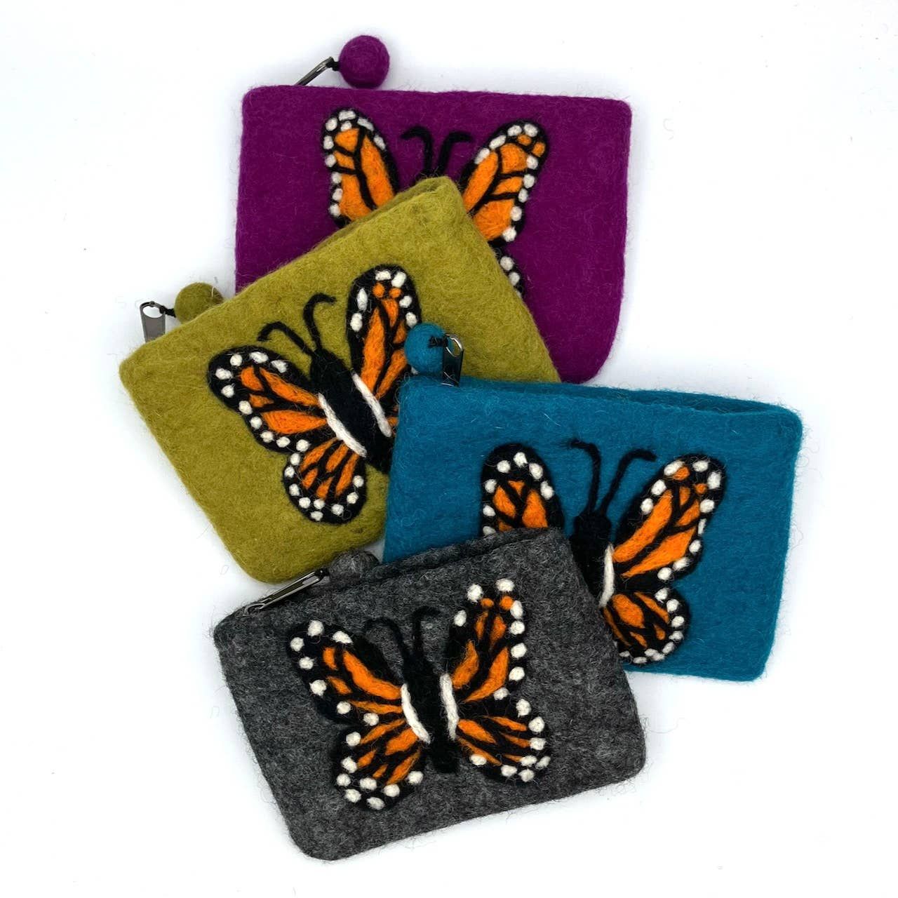 Monarch Butterfly Felt Coin Purse