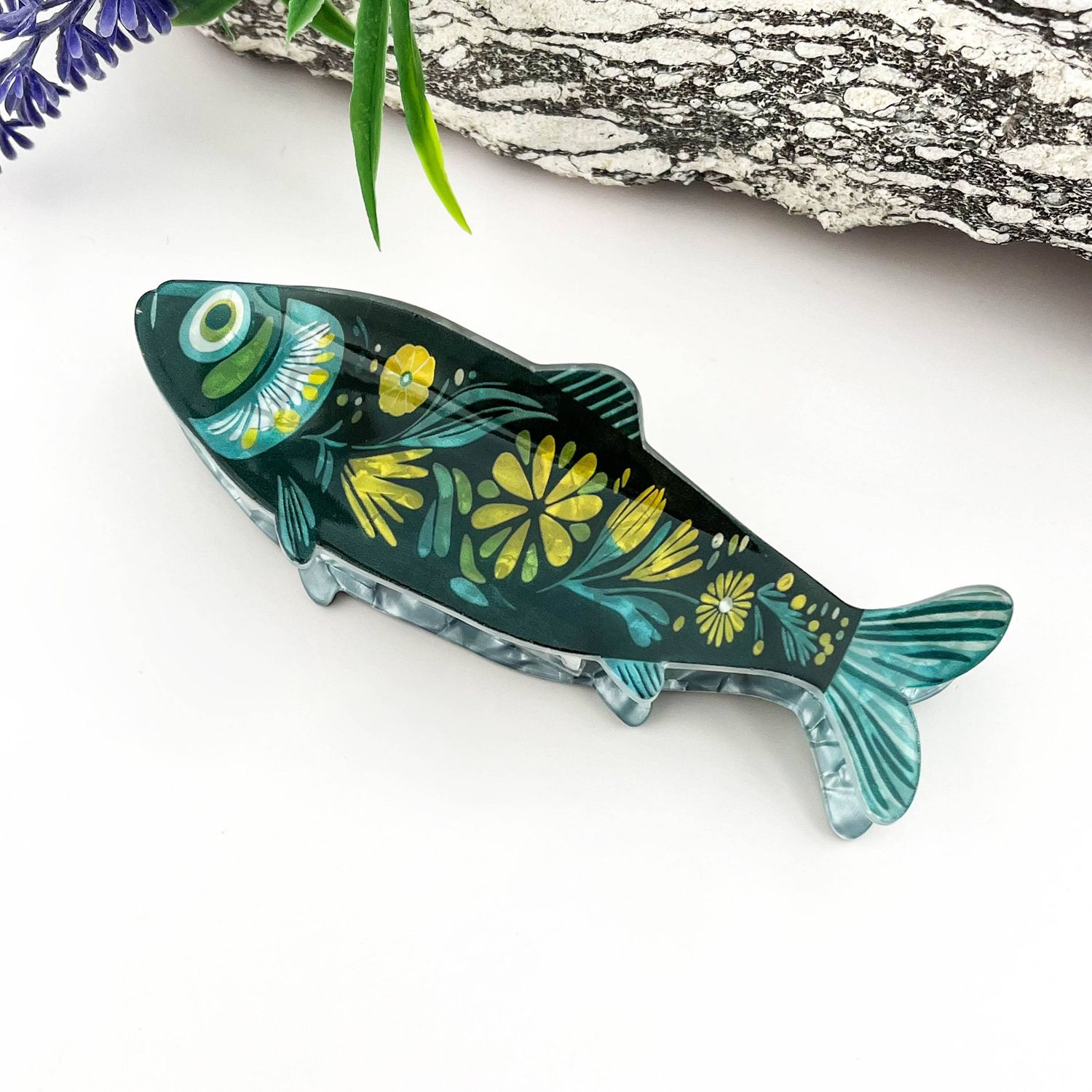 Seagrass Sardine Fish  Hair Claw Clip, Color: A