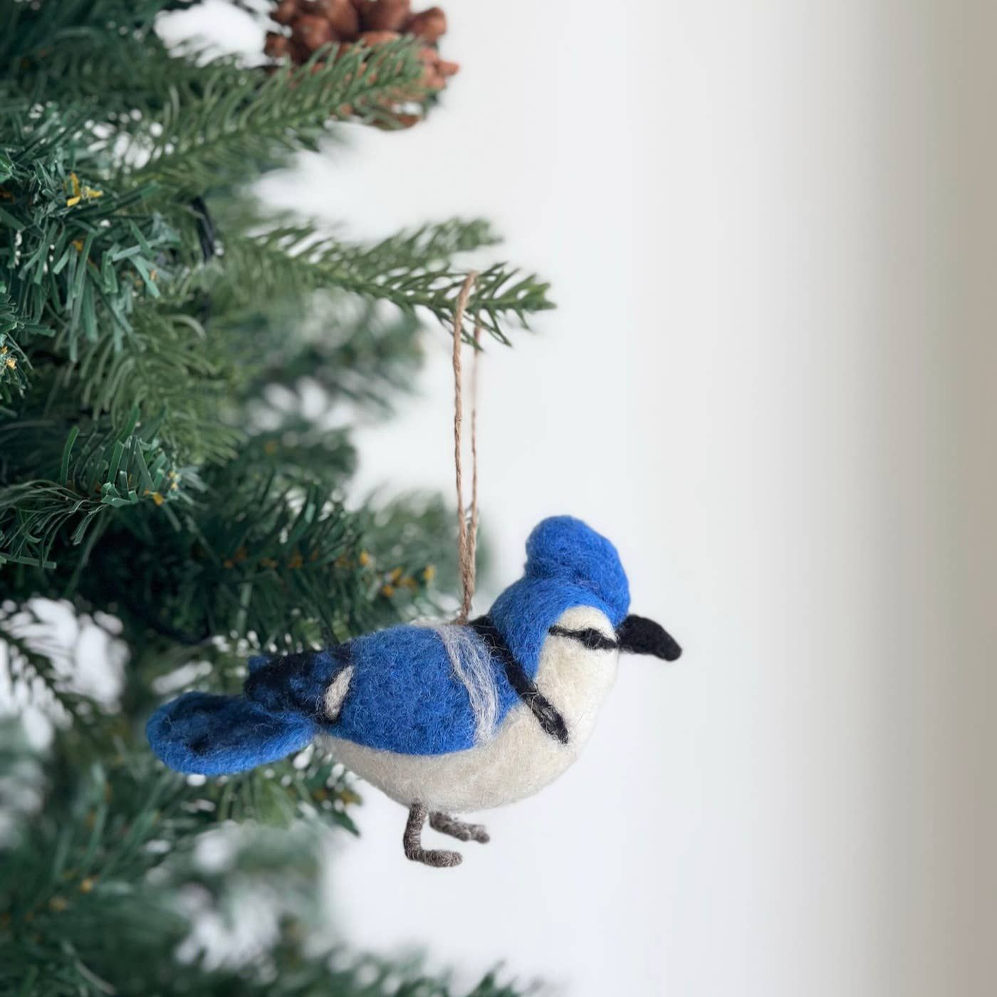 Needle Felted Blue Jay Ornament