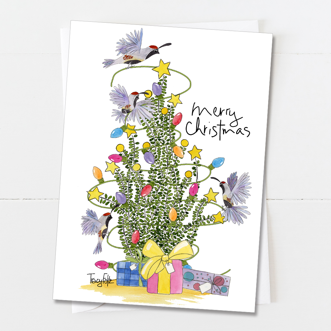 Whimsical OcotilloTree Christmas Card