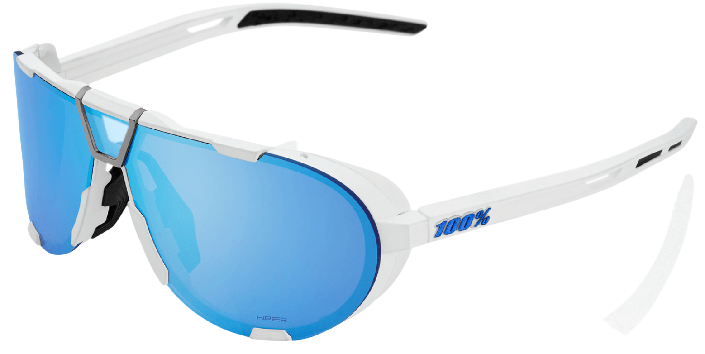 100%, Westcraft Sunglasses, Color: Soft Tact White/HiPER Blue Multilayer Mirror Lens
