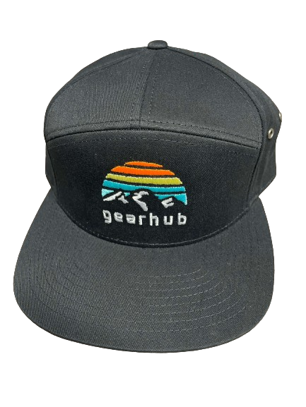 Gearhub, Embroidered Logo Classic Trucker Hat Leather Strap, Color: Black
