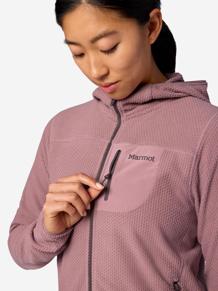 Marmot, AirFleece Hoody Ws, Color: Light Mauve, Size: S