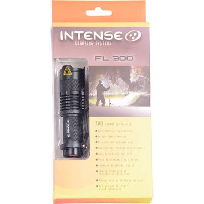 Intense Lighting Systems, 300 Lumen Rechargeable LED Flashlight with COB lamp, Black