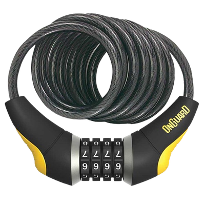 OnGuard, Doberman 8032, Coil cable with combination lock, 10mm x 185cm (10mm x 6')
