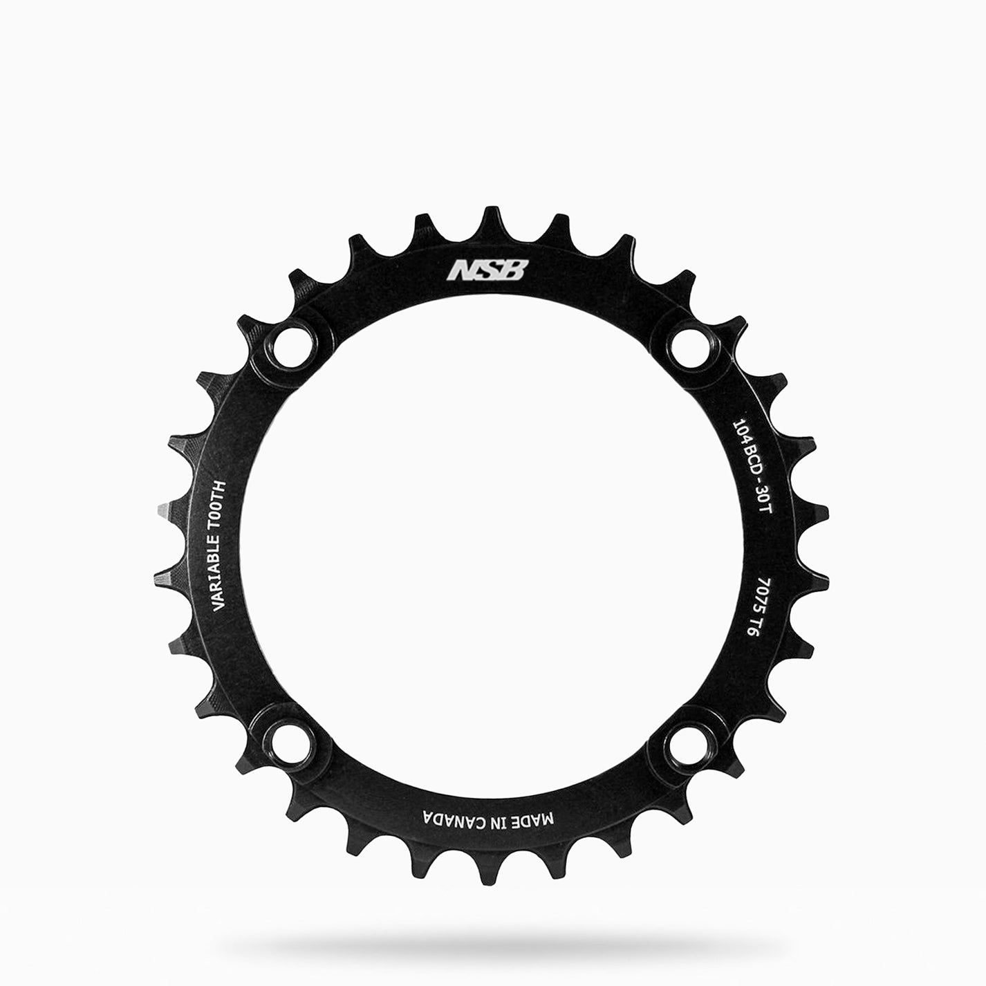 NSB Variable Tooth Chainring, 4 Bolt, 64 BCD, 28 Tooth, Black