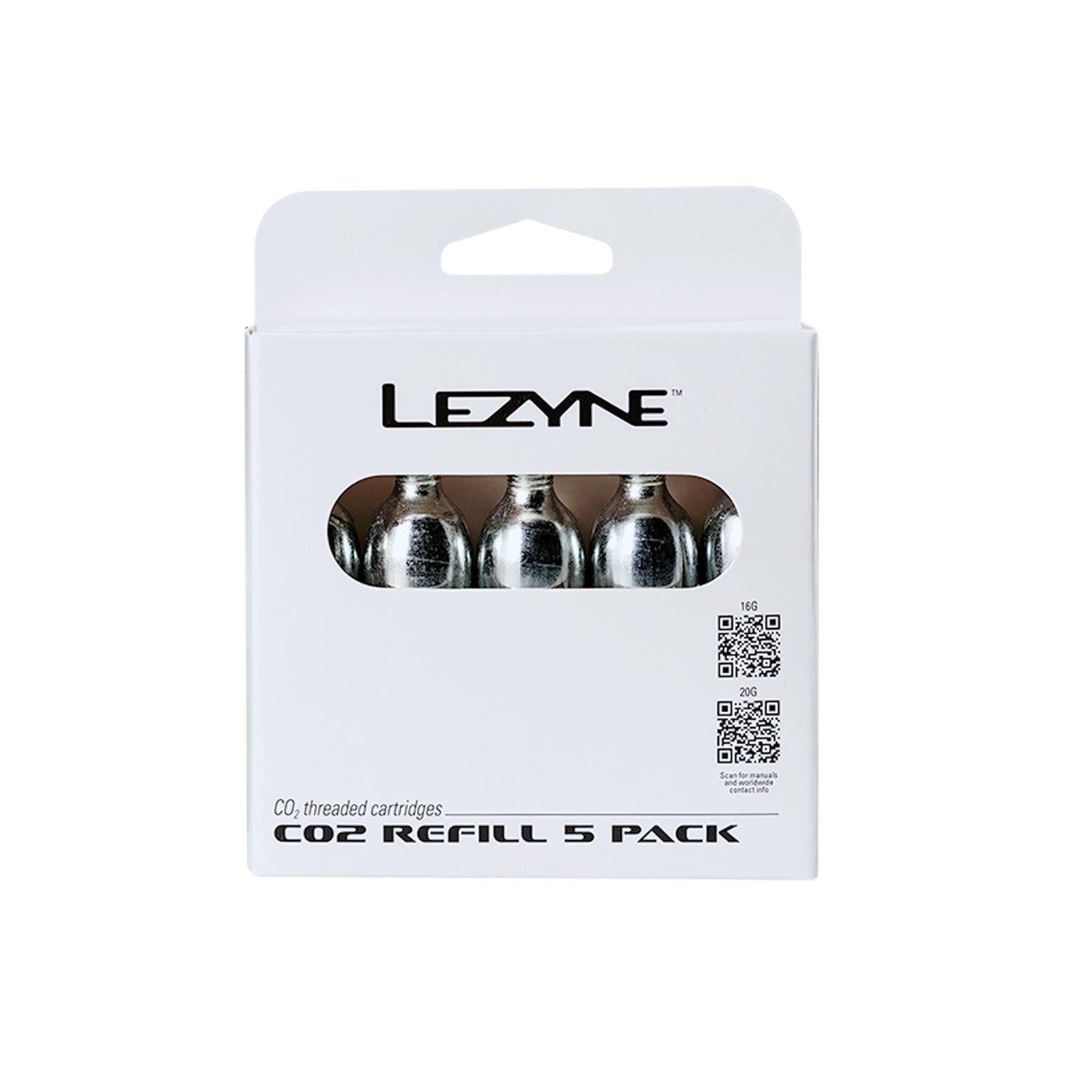 Lezyne, CO2 Cartridge, 20g, Threaded (ea)