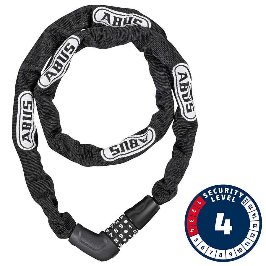Abus, Steel-O-Chain 5805C Chain with combination lock, 5mm x 75cm (5mm x 2.5'), Black