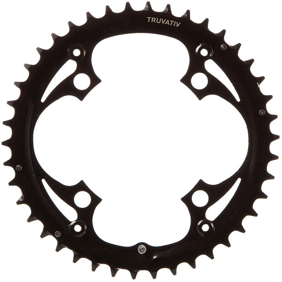 Truvativ, 42T, 9 sp, BCD 104mm, 4-Bolt, Outer Chainring, For MTB triple, Steel, Black, 11.6215.016.000