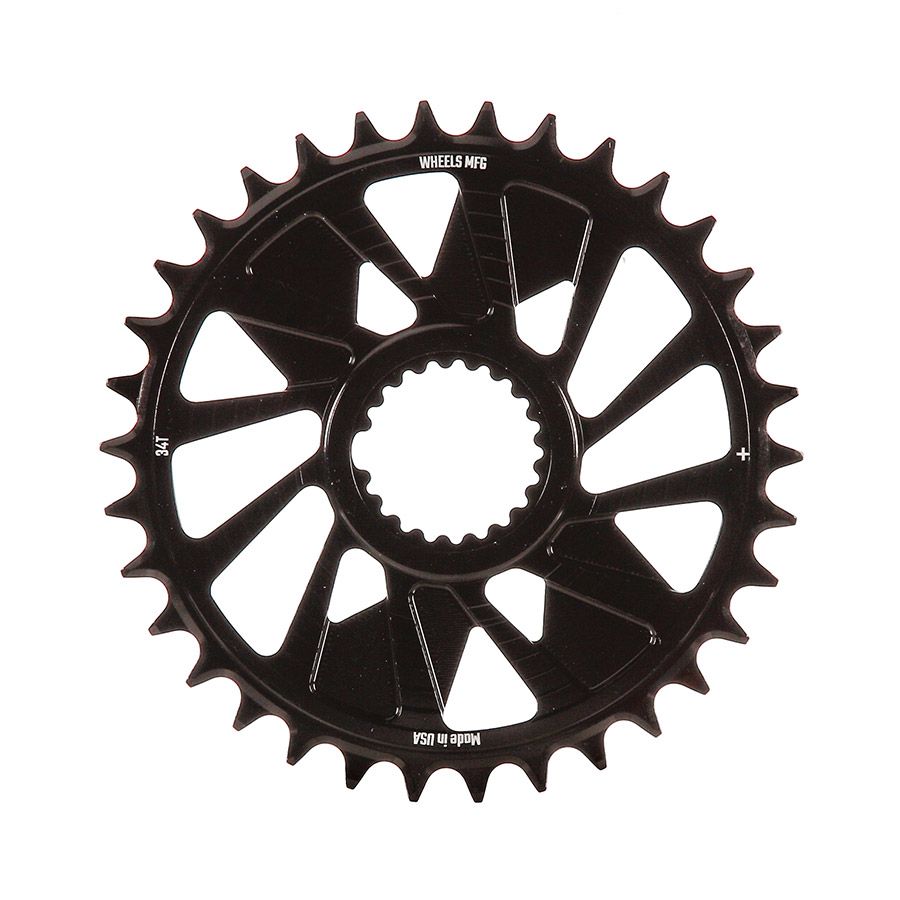 Wheels Manufacturing, Shimano DM T-Type Outboard, Chainring, Teeth: 34, Speed: 12, BCD: Direct Mount Shimano, Single, 7075 Aluminum, Black