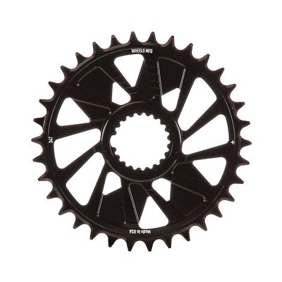 Wheels Manufacturing, Shimano DM T-Type Outboard, Chainring, Teeth: 34, Speed: 12, BCD: Direct Mount Shimano, Single, 7075 Aluminum, Black