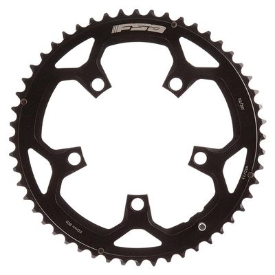 FSA, 52T, 10/11sp., BCD: 110mm, 5 Bolts, Pro Road, Outer Chainring, For Double, Aluminum, Black, 371-0252H