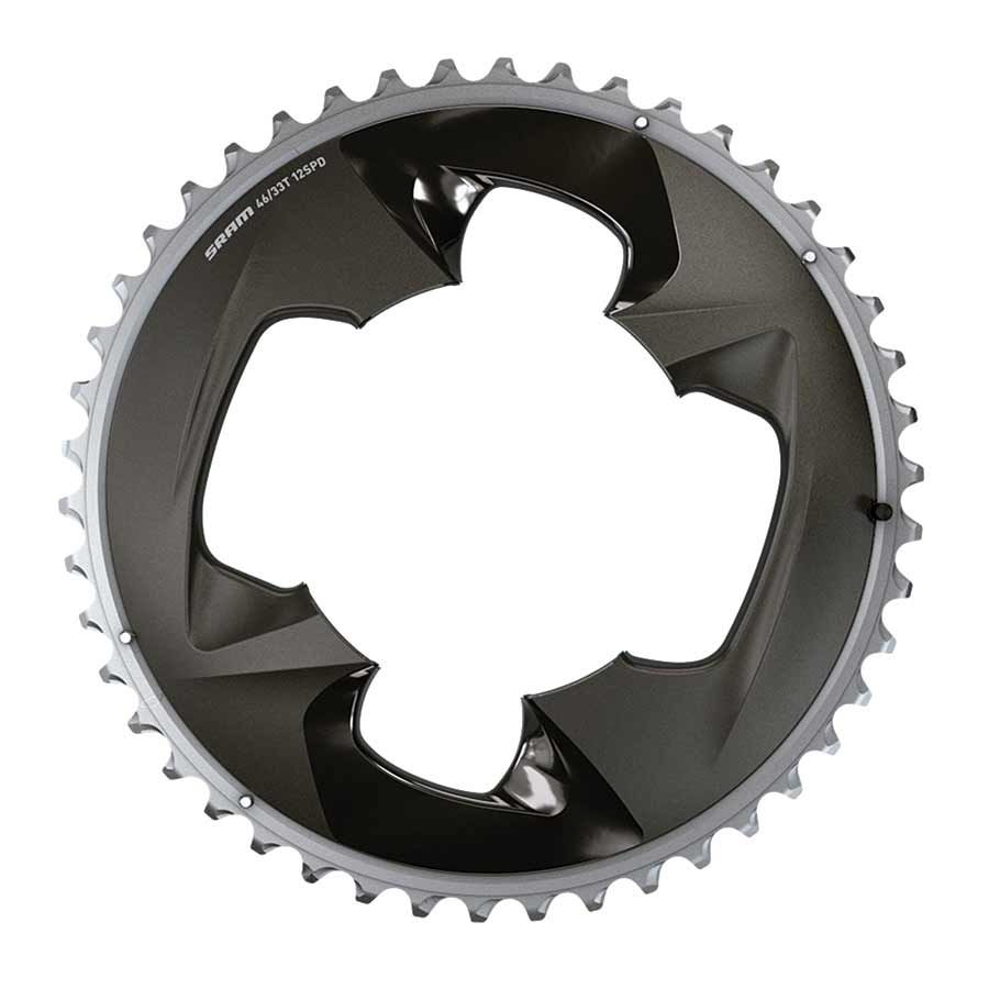 SRAM, Force AXS 2x, Chainring, Teeth: 43, Speed: 12, BCD: 94, Bolts: 4, Outer, Aluminum, Black