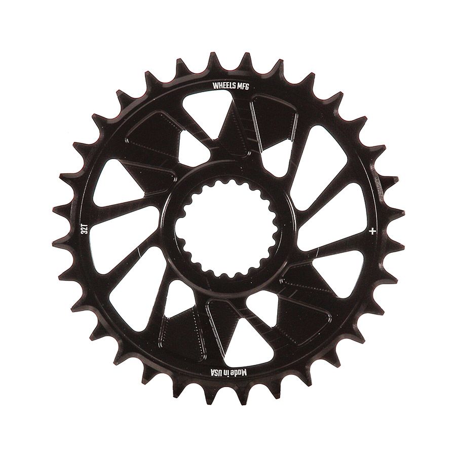 Wheels Manufacturing, Shimano DM T-Type Outboard, Chainring, Teeth: 32, Speed: 12, BCD: Direct Mount Shimano, Single, 7075 Aluminum, Black