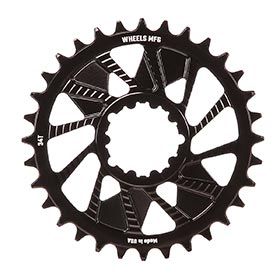 Wheels Manufacturing, 3-Bolt Hyperglide+, Chainring, Teeth: 34, Speed: 12, BCD: Direct Mount SRAM 3 Bolt, Aluminum, Black