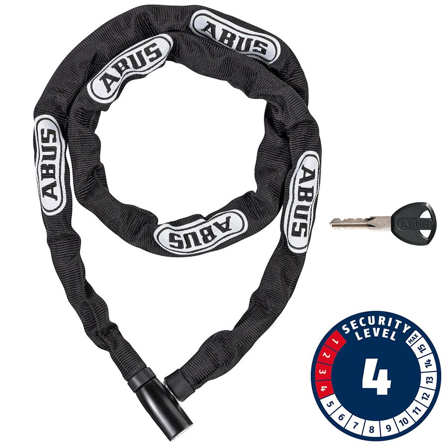 Abus, Steel-O-Chain 4804K Chain with key lock, 4mm x 110cm (4mm x 3.6'), Black