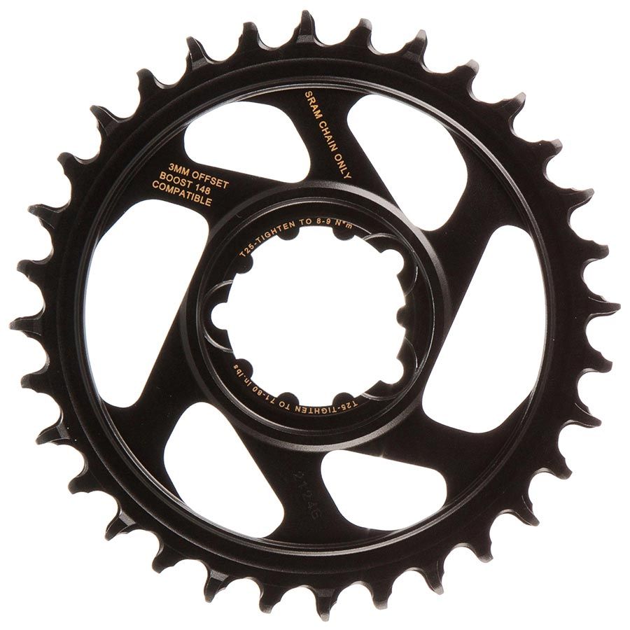 SRAM, X-Sync 2 Eagle 3mm Offset, Chainring, Teeth: 32, Speed: 12, BCD: Direct Mount, Single, Aluminum, Gold