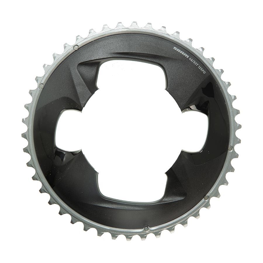 SRAM, Force AXS 2x, Chainring, Teeth: 46, Speed: 12, BCD: 107, Bolts: 4, Outer, Aluminum, Grey