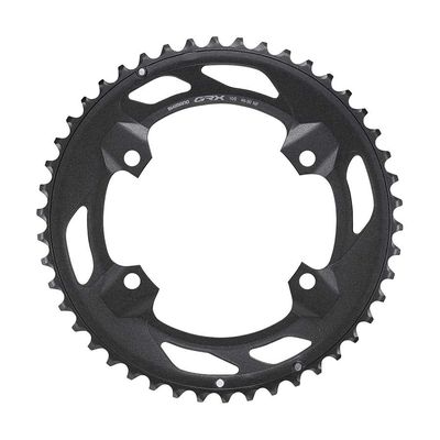 Shimano, GRX FC-RX600 2x10 / 2x11, Chainring, Teeth: 46, Speed: 10, BCD: 110, Bolts: 4, Outer, Aluminum, Black