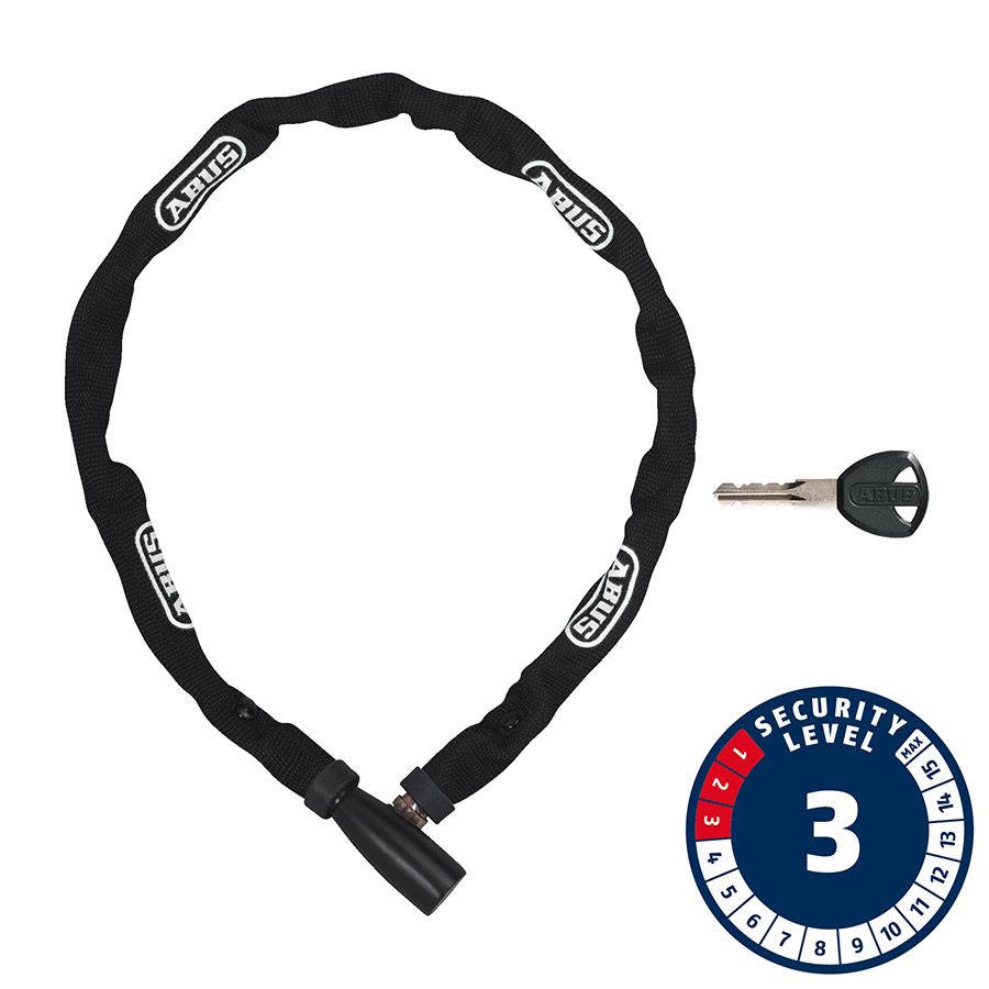 Abus, 1500 Web, Chain Lock, Key, 4mm, 60cm, 2', Black