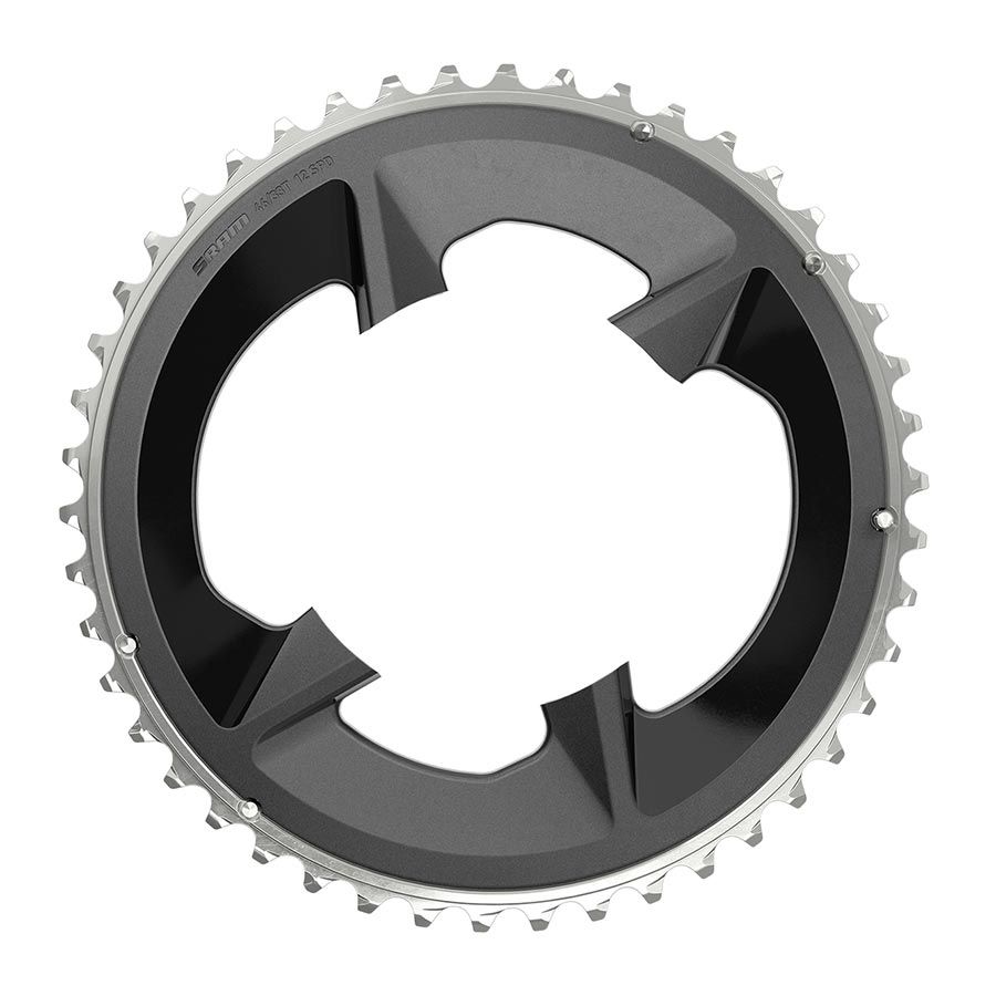 SRAM, Rival D1 2x 107mm, Chainring, Teeth: 46, Speed: 12, BCD: 107mm, Bolts: 4, Aluminum, Black