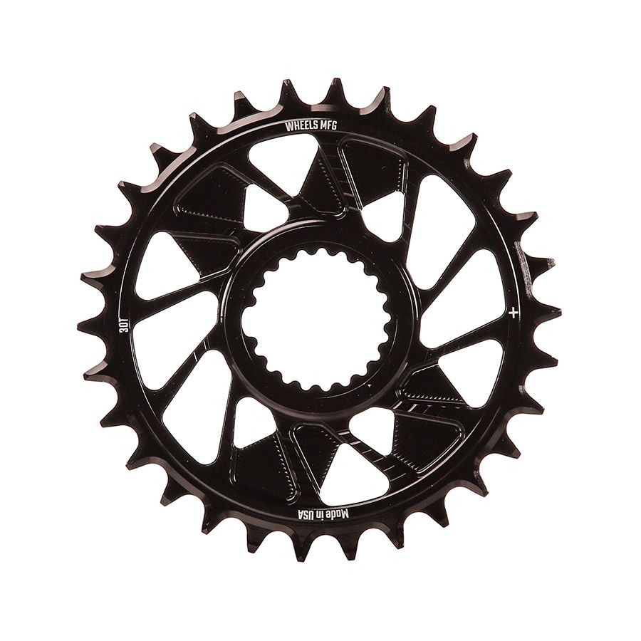Wheels Manufacturing, Shimano DM T-Type Outboard, Chainring, Teeth: 30, Speed: 12, BCD: Direct Mount Shimano, Single, 7075 Aluminum, Black