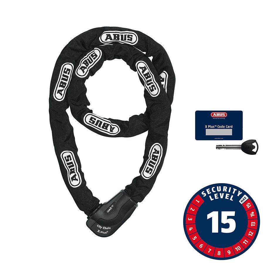 Abus, Granit CityChain XPlus 1060K, Chain Lock, Key, 10mm, 170cm, 5.6', Black