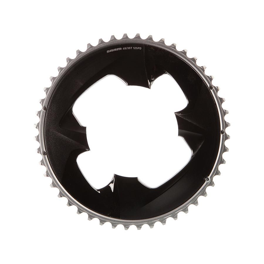 SRAM, Force AXS 2x, Chainring, Teeth: 48, Speed: 12, BCD: 107, Bolts: 4, Outer, Aluminum, Grey